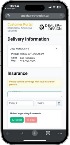 READY HUB Customer Portal shown on a mobile phone
